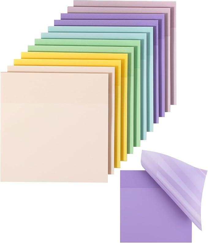 Mr. Pen- Transparent Sticky Notes, 3”x3”, Morandi Colors, 12 Pads, 600 Sheets, See Through Sticky Notes, Bulk Sticky Notes Transparent, Translucent Sticky Notes, Clear Transparent Sticky Notes Clear