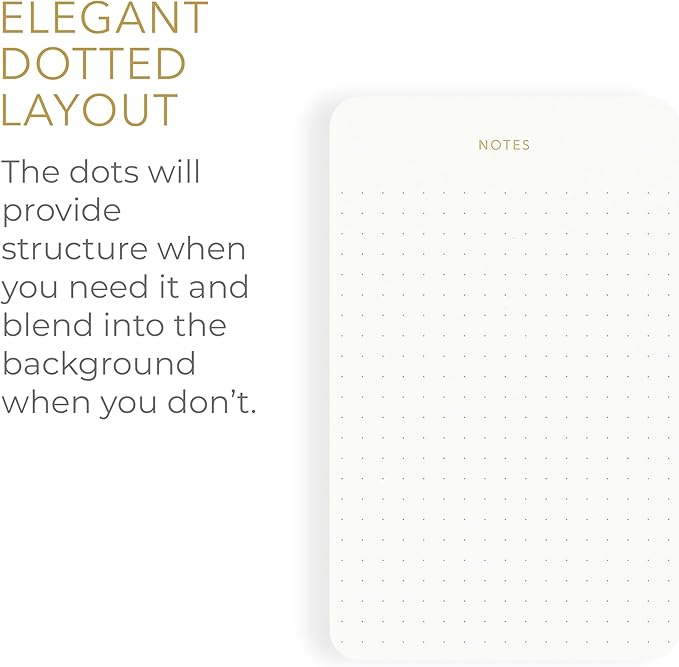 Elegant Desk Notepads for Professionals, Executive's Memo Pads, Minimalist, Gold Foiled, Dotted Layout, 5 Pack, 375 Sheets Total (75 Each), 6.3" x 3.9”, 80 GSM, Eco-friendly, FSC™ Certified