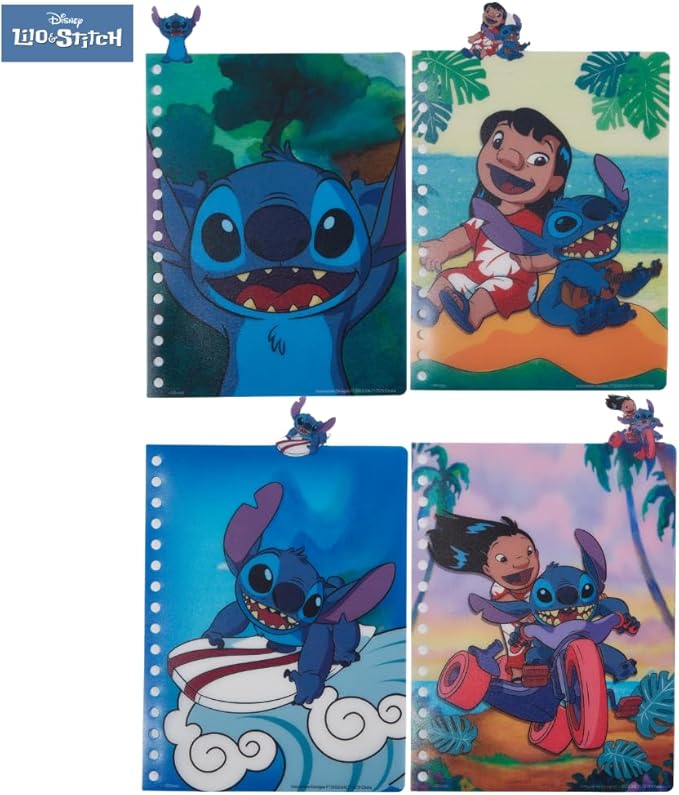 Innovative Designs Disney Lilo and Stitch Tab Journal Notebook, Spiral Bound, 96 Lined Pages, 8 x 7 inches, Blue