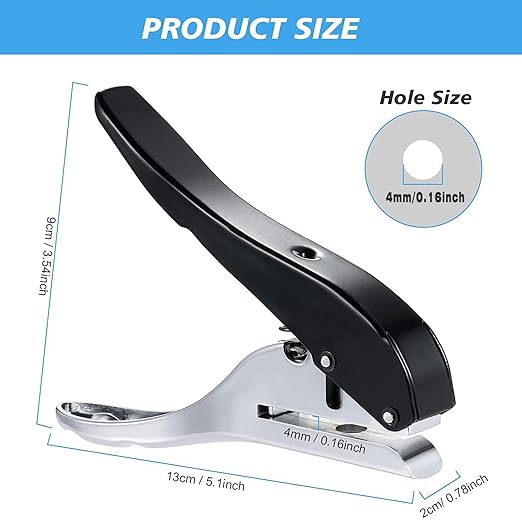 Single Hole Punch - Heavy Duty Paper Puncher for Tags, Cards, Plastic, Cardboard - Portable Hand Held