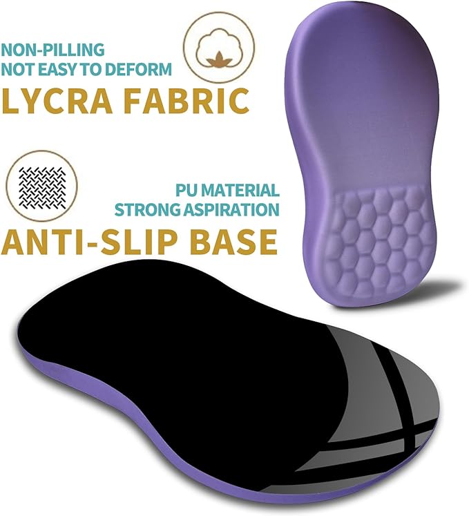 Hokafenle Ergonomic Mouse Pad Wrist Support with Massage Design, Wrist Rest Pain Relief Mousepad with Memory Foam&Non-Slip PU Base, Mouse Pads for Wireless Mouse & Desk (12x8 inch,Lavender)