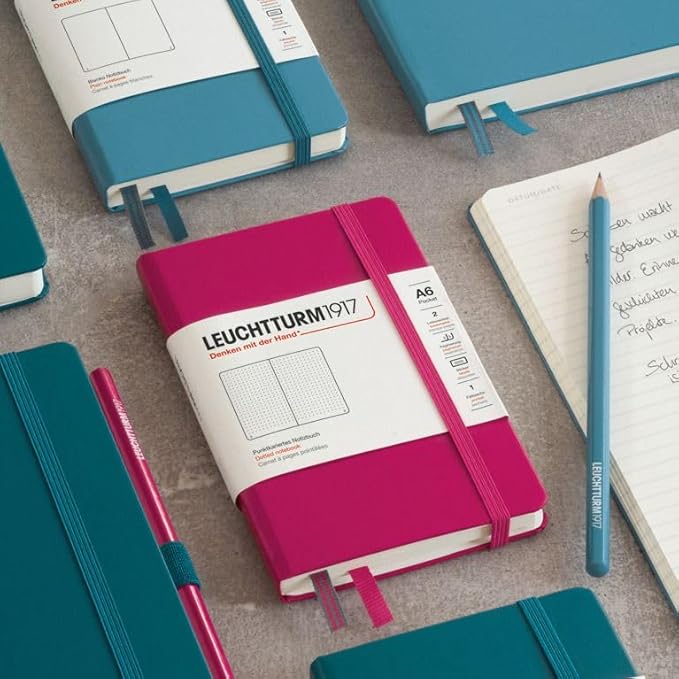 LEUCHTTURM1917 - Notebook Hardcover Pocket A6-187 Numbered Pages for Writing and Journaling (Black, Dotted)