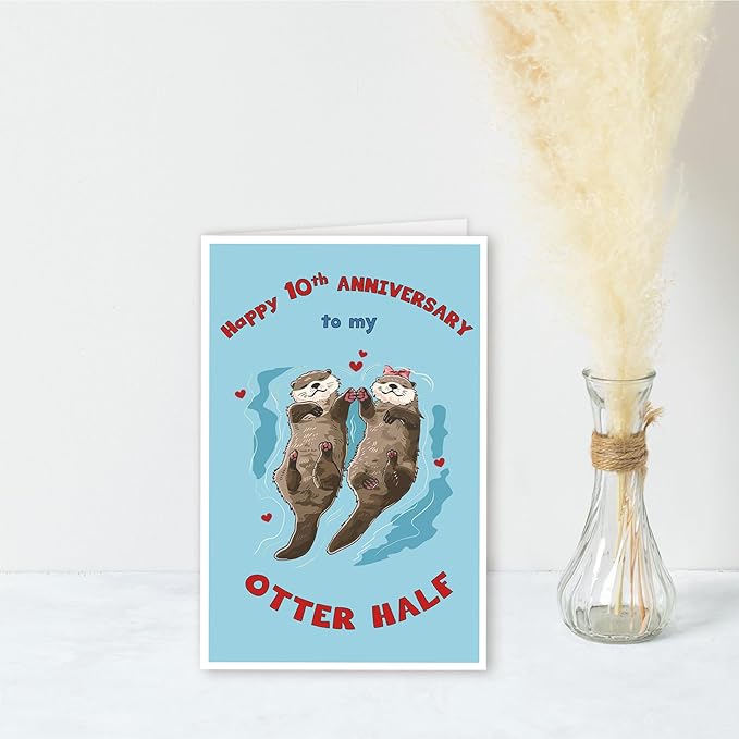 Happy 10th Anniversary Card Gift for Husband,Wife,Romantic Tenth Anniversary Card for Boyfriend or Girlfriend,Lovely Ten Year Wedding Anniversary Card for Women Men Him Her