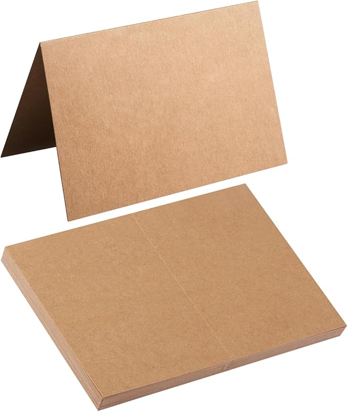 50 Pack Blank Cards Folded Cardstock Thank You Blank Greeting Cards for Invitations, Wedding, Greeting Cards, All Occasion DIY (Brown, 3x5)
