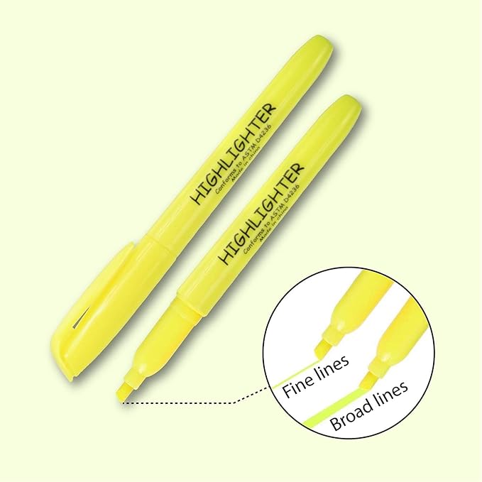 Trail maker 100 Packs of Bulk Yellow Highlighters in Bulk | Bright Wholesale Highlighters for Classrooms, School Kids, Teachers, Office Supplies