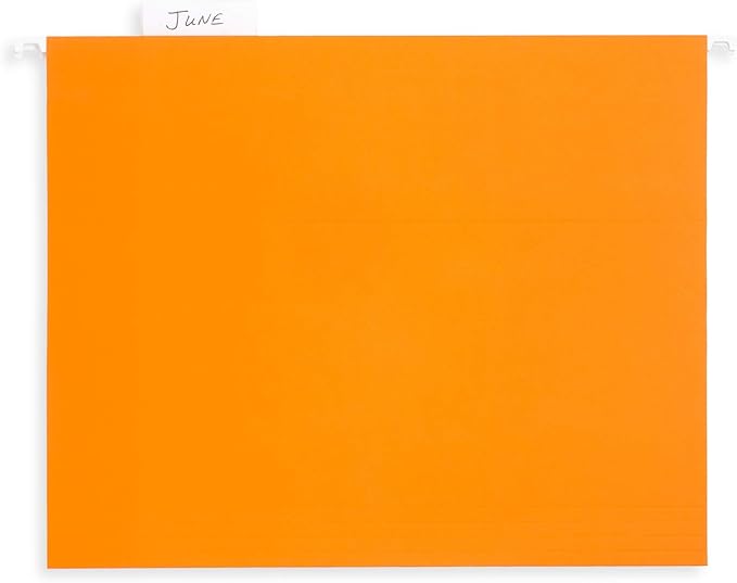Blue Summit Supplies Hanging File Folders, 25 Reinforced Hang Folders, Designed for Home and Office Color Coded File Organization, Letter Size, Orange, 25 Pack