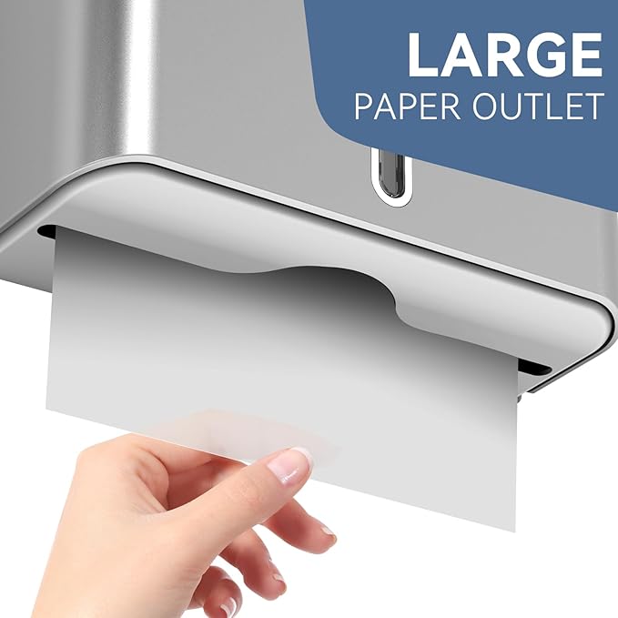 Paper Towel Dispenser Wall Mount, Adhesive No Drilling Multifold Trifold C Fold Commercial Hand Towel Dispenser,Silver