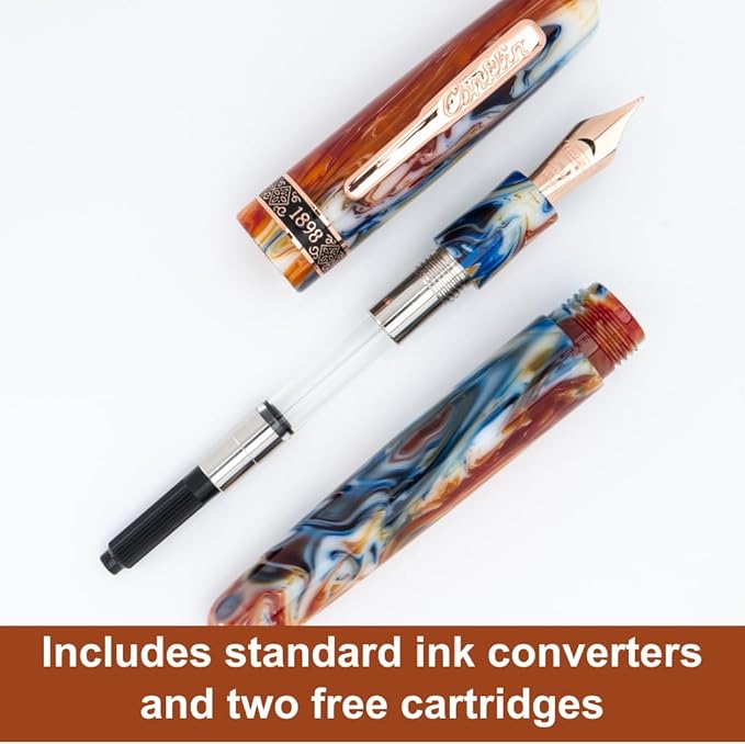 Conklin 1898 Fountain Pen, Misto Orange - Flex Nib | Luxury Writing Instrument with Unique Resin Blend | JoWo Stainless Steel Nib Made in Germany | Ideal for Pen Enthusiasts