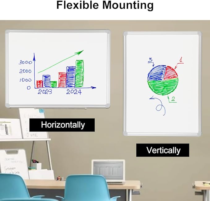 DEVELOP Magnetic Large Dry Erase Board 36 x 60 Inch, Large Wall Mounted Whiteboard with Aluminium Frame & Detachable Marker Tray 3' x 5', Magnetic White Board for Home School Office