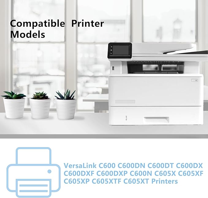 High Yield Versalink C600 C605 Toner Cartridge Replacement for Xerox 106R03896 106R03897 106R03898 106R03899 Compatible for Xerox Versalink C600 C600DT C600DX C600DXF C600DXP C600N C605 C605X C605XLM