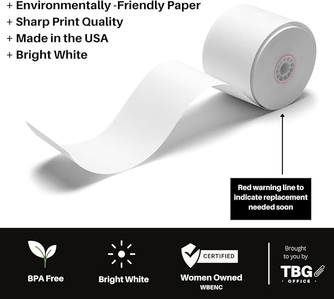 3 1/8” x 230' Thermal Paper Rolls - BPA FREE – MADE IN USA - Receipt paper rolls – Point of Sale Cash Register - Thermal printer paper - Credit Card Paper - for POS systems (1 Case - 30 Rolls)