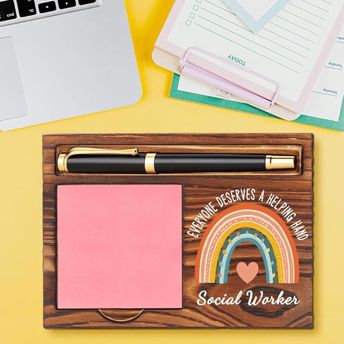 Social Worker Sticky Note Holder, Social Worker Appreciation Gifts, Thank You Gifts for Social Worker, Social Worker Office Decor Self-Stick Note Pad Holders YB382