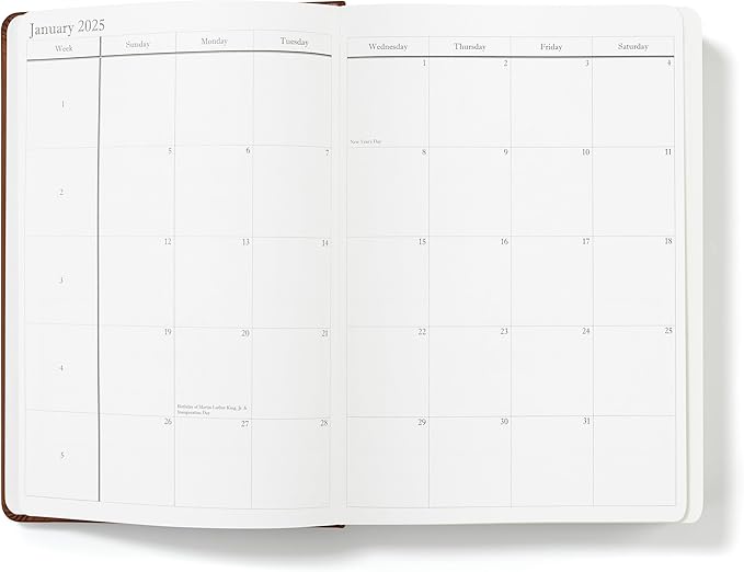 Wykeham's Executive 2025 Daily Journal Planner – Customization Available (Brown, 8.5"×5.5")