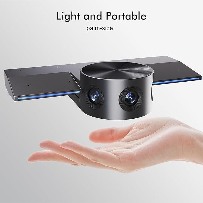 Panoramic 180° Video Camera, Immersive Video Conference Experience, both Overall and Speakers’ Close-up view, 1080P Webcam for Huddle Room and Homebased Office, Plug and Play with Micro SD Card Slot
