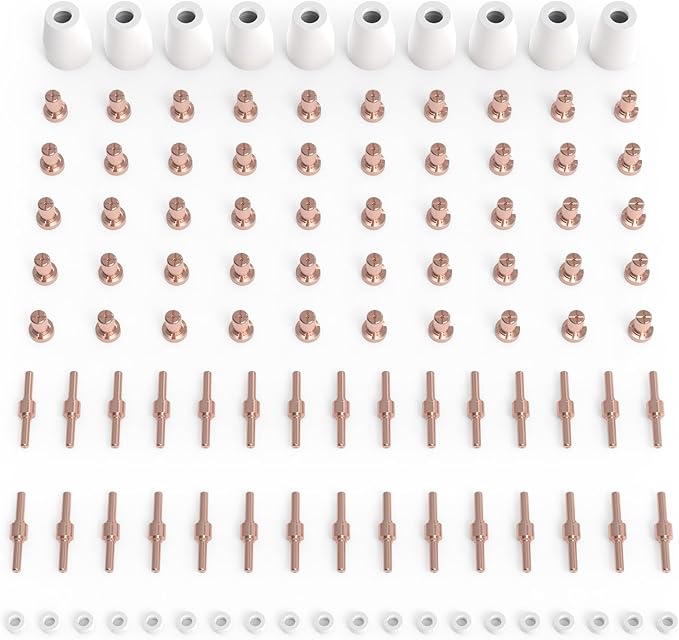 TOOLIOM 110Pcs Plasma Cutter Torch Consumables PT31 Electrode Nozzles Cups Kit Fit CUT40 CUT50 with Plasma Cutting Torch PT31 LG40