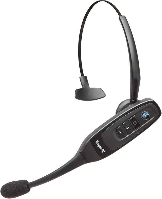 BlueParrott C400-XT Mono Bluetooth Wireless Headphones 96% Noise Canceling Trucker Headset with Mic, Convertible Over Head to Behind Neck Style with 300 ft. Wireless Range, 24 hrs. Talk Time, Black