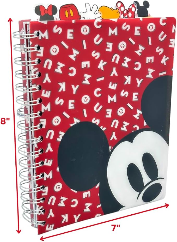 Innovative Designs Disney Minnie and Mickey Mouse Journal Notebook, Spiral Bound, 144 Lined Pages, 8 x 7 inches, Red