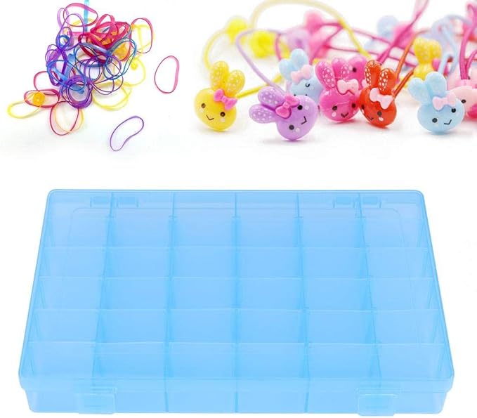 Asixx Rubber Band Storage Box, 36 Slots Plastic Case Rubber Band Earrings Storage Box for Home Organizer Storage Box Rubber Band Storage Box(Blue)