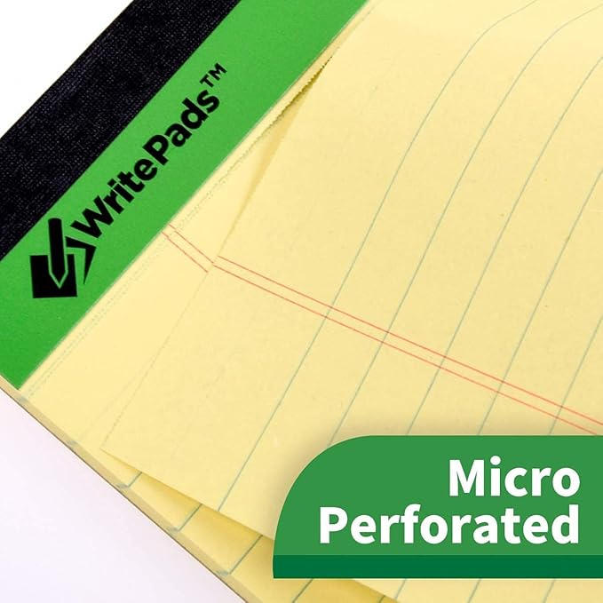 KAISA Legal Pad 14" Large Writing Pads Notepads, Wide Ruled 8.5"x14" Legal Pad, 50 Sheets Perforated Recycled Paper Pads, Canary 12pad, KSU-6658