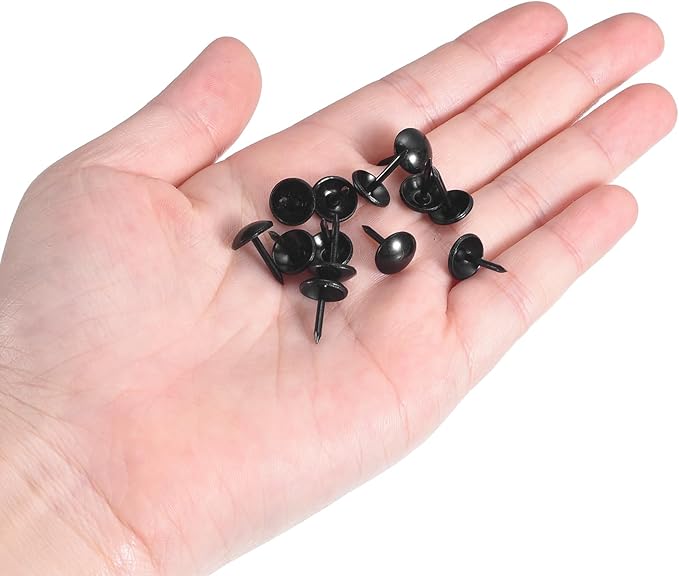 uxcell Upholstery Tacks Nail Pins Furniture, 100Pcs 9x13mm Thumb Tack Pins Assortment Kit Carbon Steel for Home Sofa DIY Decorative Nail Heads Nails, Black