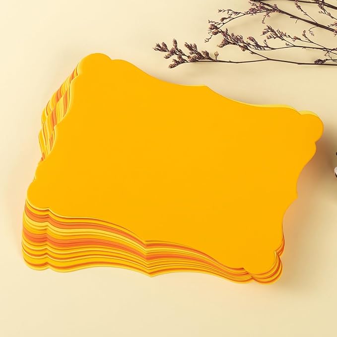 50 Pack Blank Kraft Cards Cardstock Thick Paper Brown Greeting Cards for DIY Gift Card Menus, Baby Shower and Wedding Invitations (Yellow, 5 Colors, 5x7IN)