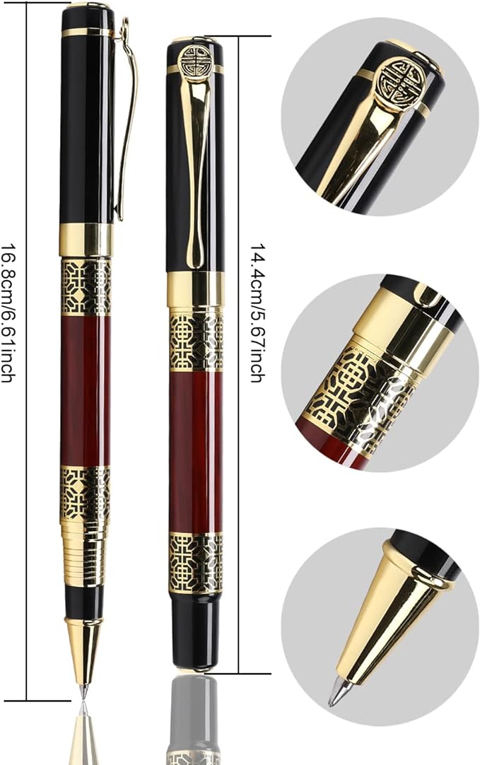 YIVONKA Ballpoint Pen Black Refill,Classical retro style Luxury Pen,Best Ball Pen Gift Set for Men & Women Professional Executive,Office,Nice Pens Classy Gift Box (2 Pack Red)