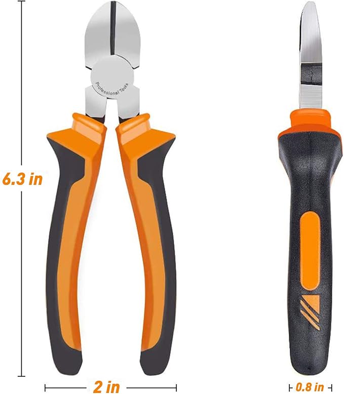 BOENFU Wire Cutter for Artificial Flowers and Crafts, 6 inch Side Cutters Chicken Wire Cutters Heavy Duty Diagonal Cutting Pliers Wire Clippers, Orange