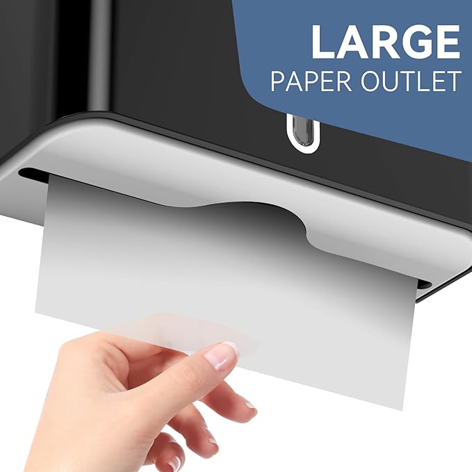 Paper Towel Dispenser Wall Mount, Adhesive No Drilling Multifold Trifold C Fold Commercial Hand Towel Dispenser,Black