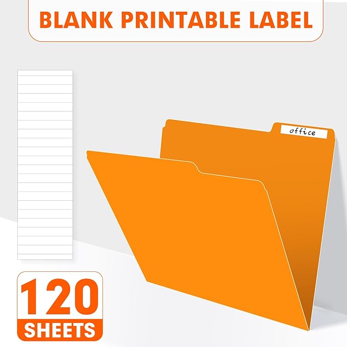 File Folder, PANDRI 120 Pack File Folder, 1/3 Cut Tab, Letter Size, Filing Folder for Office School Business, Orange