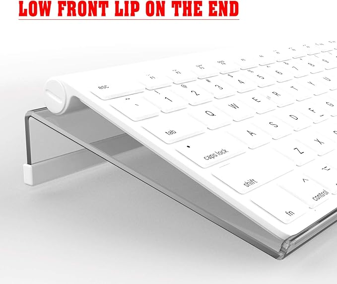 Acrylic Tilted Computer Keyboard Stand for Compact Keyboard, 78 Keys Keyboard, with White Silicone Strip, 11.8 Inch Width