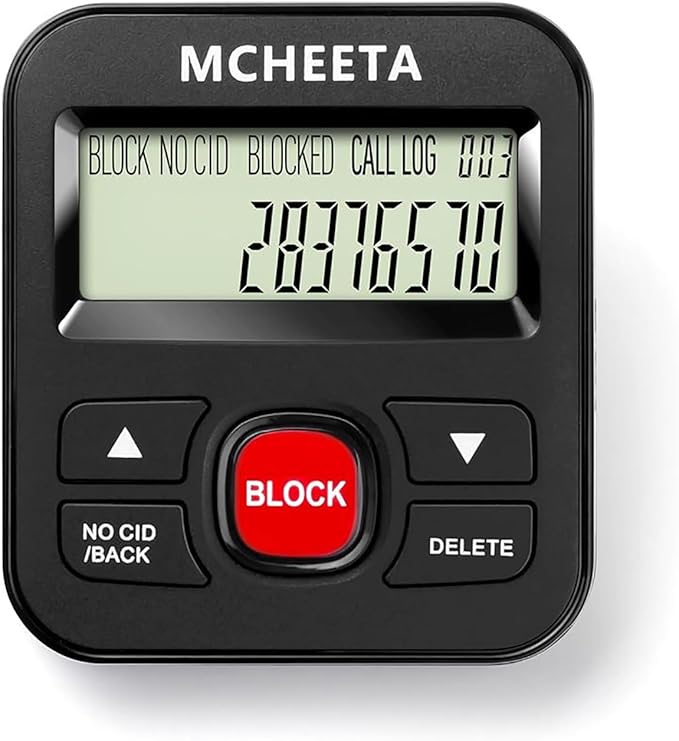 Call Blocker for landline Phones, Caller id Box Landline Device with Blacklist, Simply Block All Unwanted Calls, Robocalls, Incoming Calls and Nuisance Calls by Pressing One Button, Black