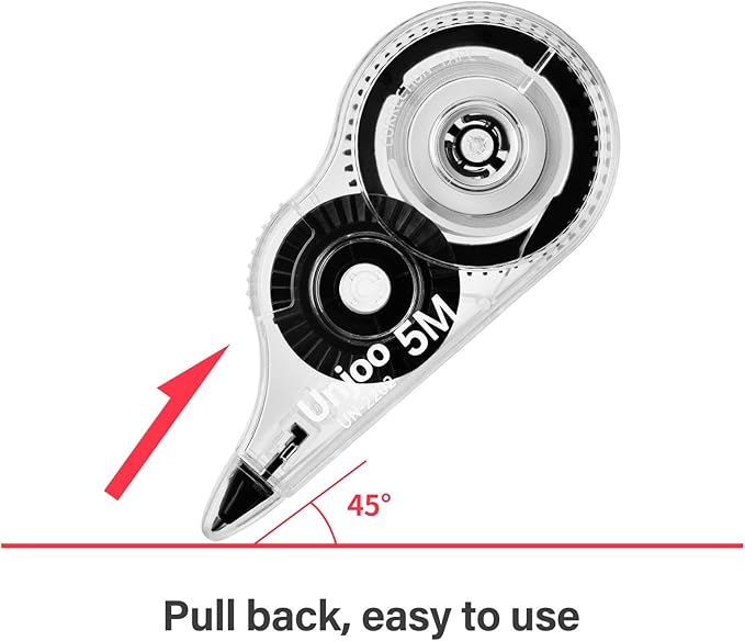 White Correction Tape, Easy To Use Applicator for Instant Corrections Wrong Writing At Any Time, For school, Office (12pack, 5M/196" x 0.2", Black)