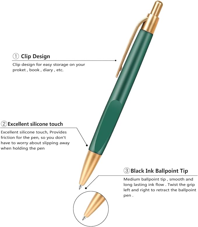 Aozora Pens Bulk 100 Pack Retractable Pens Ballpoint Smooth Writing Pen Click Bulk No Bleed Medium Point 1.0 mm Box of Pen (Classic-A)