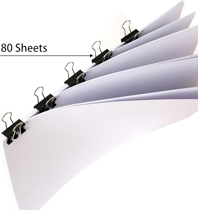 SANNIX 42 PCS Binder Clips, 1 inch 25mm Binder Clips Black Paper Clamps Medium Size for Office Home School