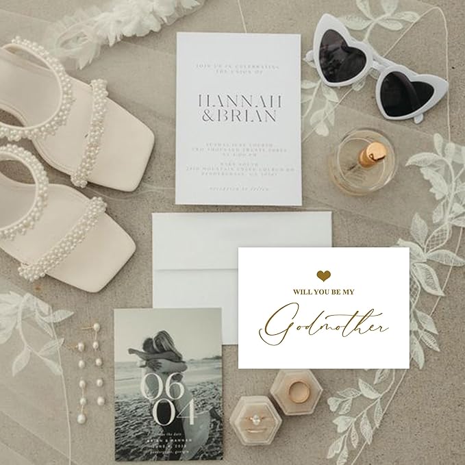 LADY&HOME Set of 2 Godparents Proposal Cards with Envelope,Will You Be My Godfather/Godmother Card Godparents Proposal Gift (C2:Godfather & Godmother)
