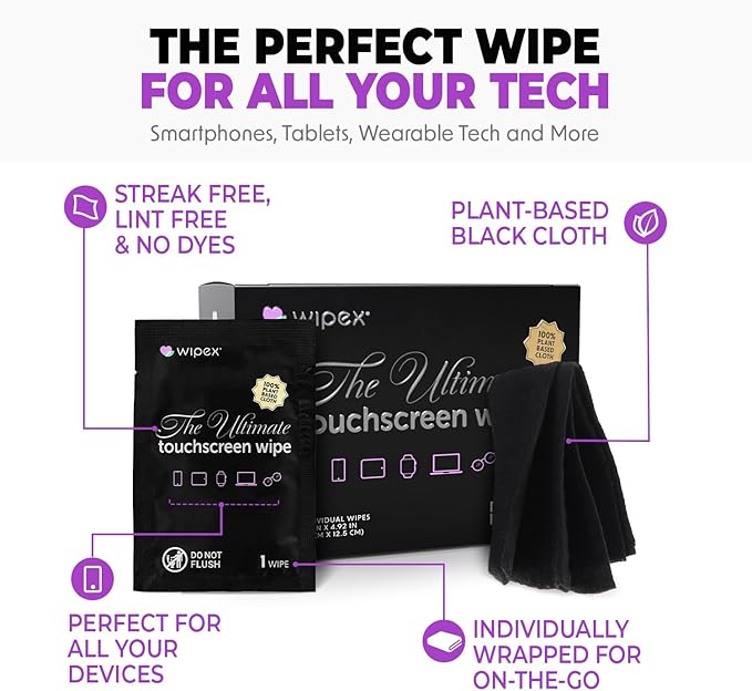 Wipex Screen Wipes & Gym Wipes Combo Pack - 75ct Gym Equipment Wipes Canister & 24ct Individually Wrapped Fitness Touch Screen Wipes, Safe for Yoga Mats & Electronics, Lemongrass Scent