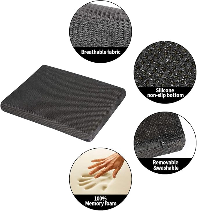 Adjustable Height Foot Rest Under Desk at Work - 6 Height Sturdy Office Footrest - Added Comfort Memory Foam - Non Slip Bottom - Straighten Back & Hip & Leg and Improve Posture