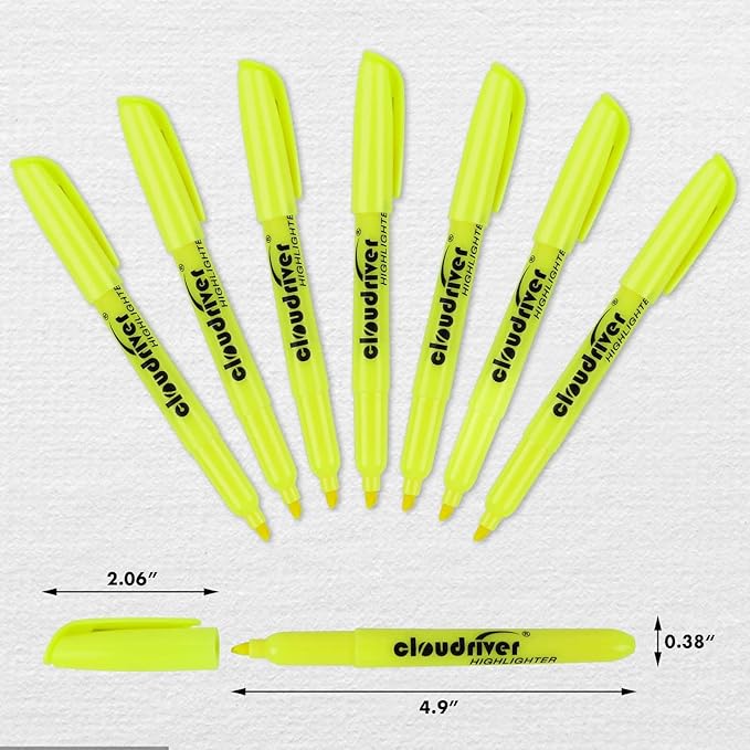 cloudriver Yellow Highlighters, Bulk Pack Of 120, Bright Color Highlighter, Chisel Tip, Quick Drying Ink, Highlighters Suitable For Home, School, Office And Shop