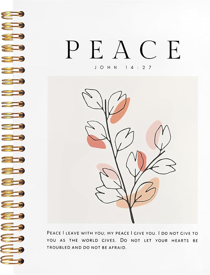 BearCake Peace I Leave with You Boho Floral Christian Notebook Journal, Christian Gifts for Women, Bible Notebooks for Note Taking, Bible Journaling Notebook, Hardcover Spiral Notebook 5.5x8.3