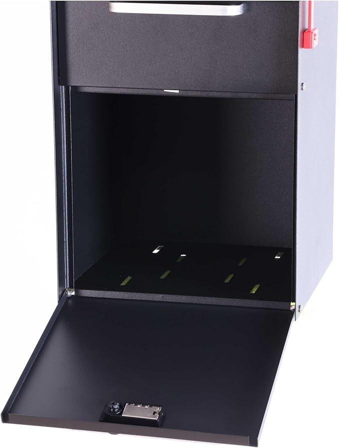 Post Mount Locking Mailbox with Code Lock - Large Capacity Security Password Metal Lock Mailbox - Waterproof Vertical Drop Mail Box Outdoor