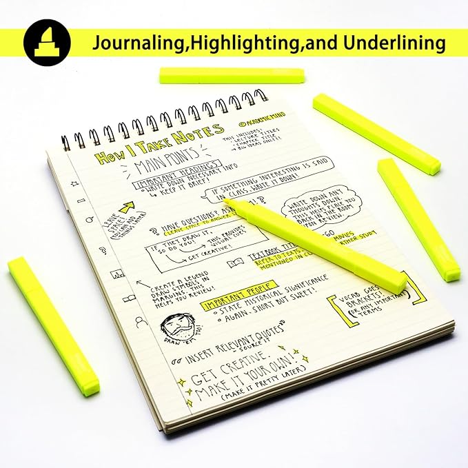 Vitoler Yellow Highlighter,5pcs Fluorescent Yellow Highlighter Chisel Tip,Cute Highlighters for School, Home, Office
