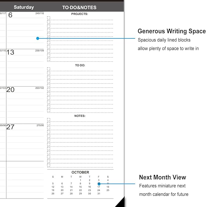 TOWWI Desk Calendar 2025-2026, Large Wall or Desktop Monthly Calendar for Daily Schedule, Office, Home - 16.7x11.6 inches (Black)