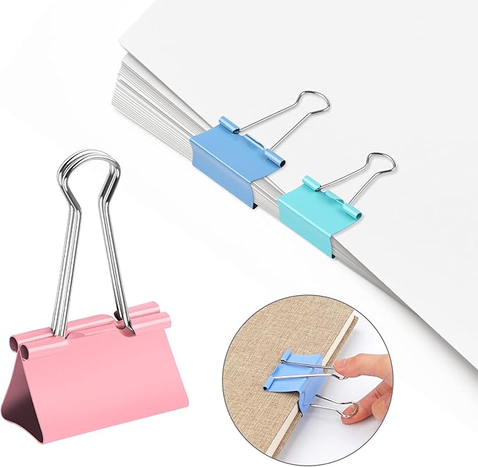 SANNIX 110 PCS Colored Binder Clips, X Large, Large, Medium, Small, Mini and Micro, Colorful Binder Clips Assorted Sizes Clips for Office Home School Supplies