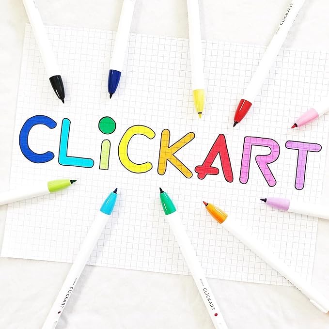 Zebra Pen ClickArt Retractable Marker Pen, Fine Point, 0.6mm, Assorted Dark Ink Colors, 12-Pack (69812)