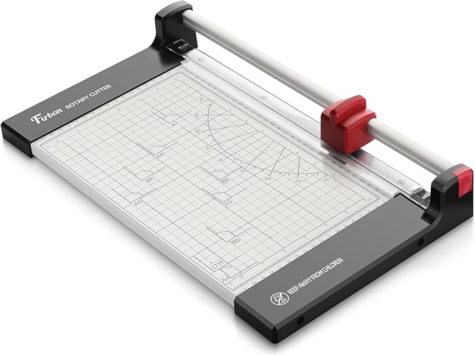 Firbon 12" Rotary Paper Trimmer with Replaceable Blade, Heavy Duty 12-Sheet Capacity Cutter for Cardstock, Photos, Scrapbooking, Office, School & Studio