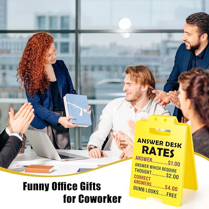 MBL Funny Team Office Gifts - Answer Desk Rates Funny Desk Sign, Gag Fun Gift for Coworker Teammate Employee Boss, Office Desk Sign Cubicle Decor for Birthday Christmas White Elephant Gifts