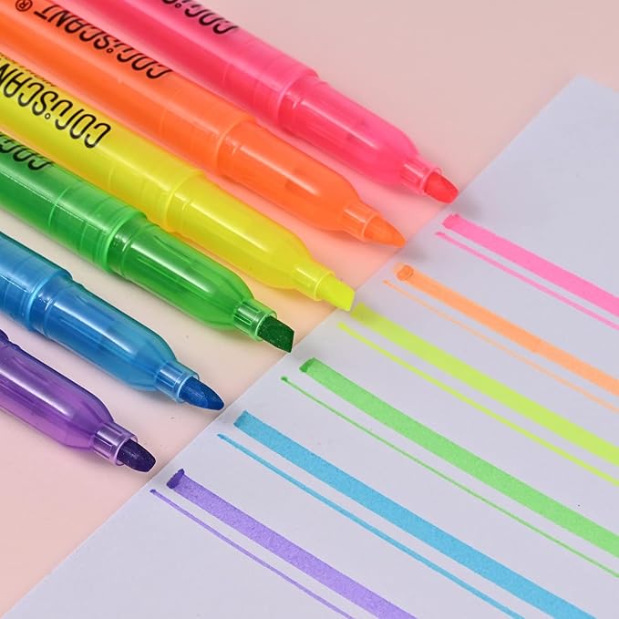 Highlighter - 36 pack color highlighter, color transparent visible fluorescent pen shell, wide chisel point mark, fluorescent pen, school, office