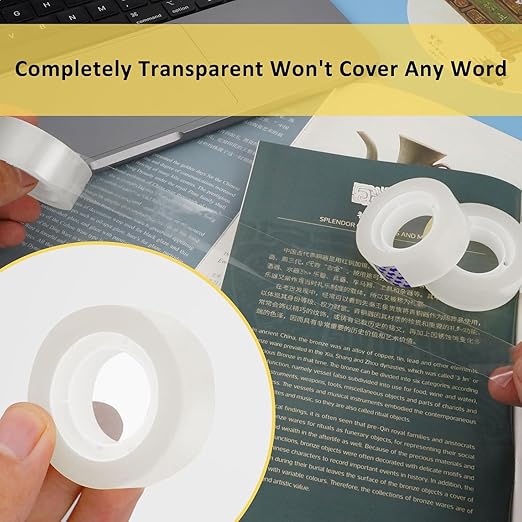 72 Rolls Clear Tape Refills, Bulk Transparent Tape for Dispensers, Stationery Gift Wrap Tape for School, Home, Office, High Viscosity, Odorless, 1 Inch Core, 3/4 x 800 inches