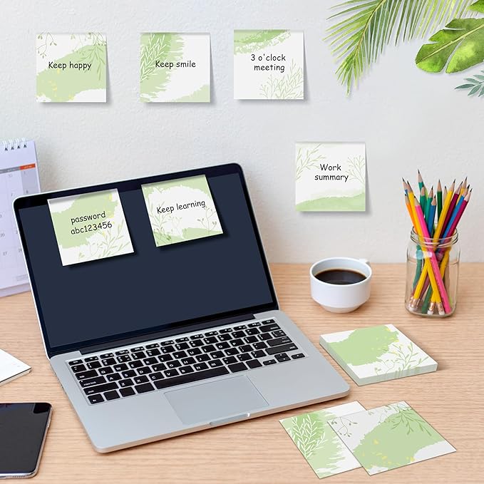 9 Pieces Boho Leaves Sticky Notes Leaves Notes Pads Self-Adhesive Sticky Memo Notes for School Work Office Home Supplies Students Teachers Present