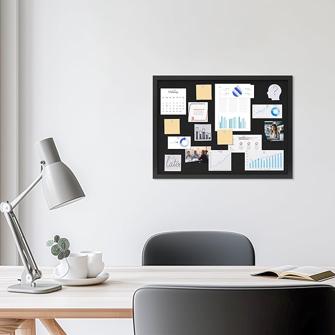 Cork Board with Linen Black 2Pack,Bulletin Board 23"x17", Corkboards for Office Home School Message Board or Vision Board Decoration.
